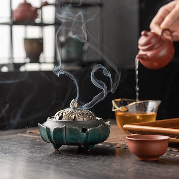 Ceramic Lotus Incense Burner