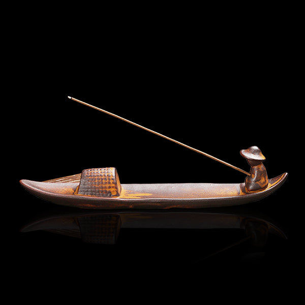 Wooden Boat Incense Holder