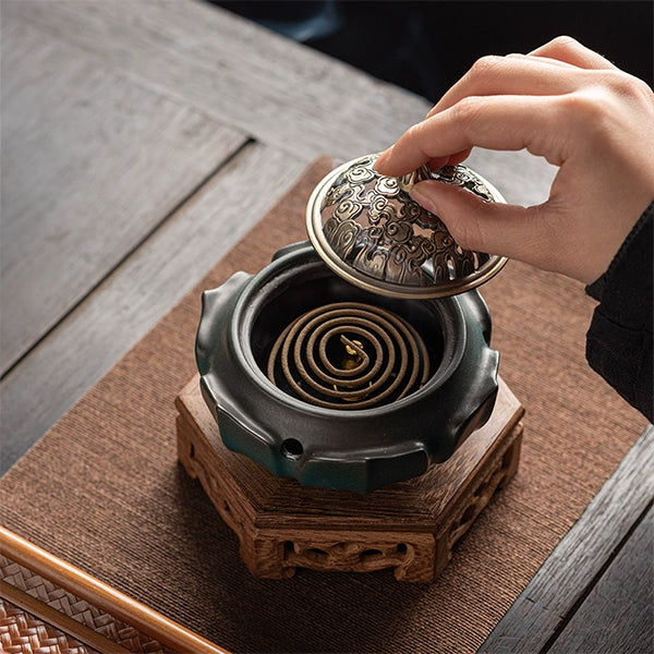 Ceramic Lotus Incense Burner