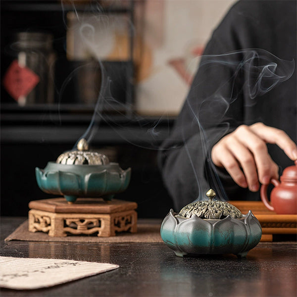 Ceramic Lotus Incense Burner